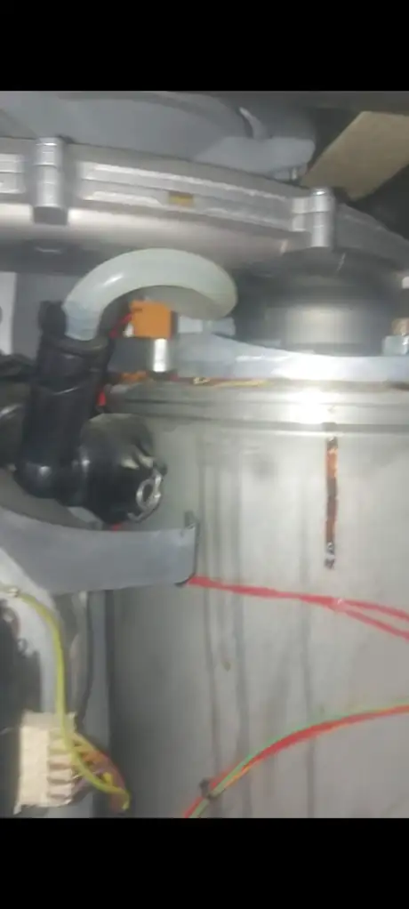 The aluminium heat exchanger inside an opened boiler