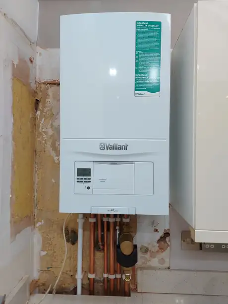 A new Vaillant boiler fitted with the pipework run in below